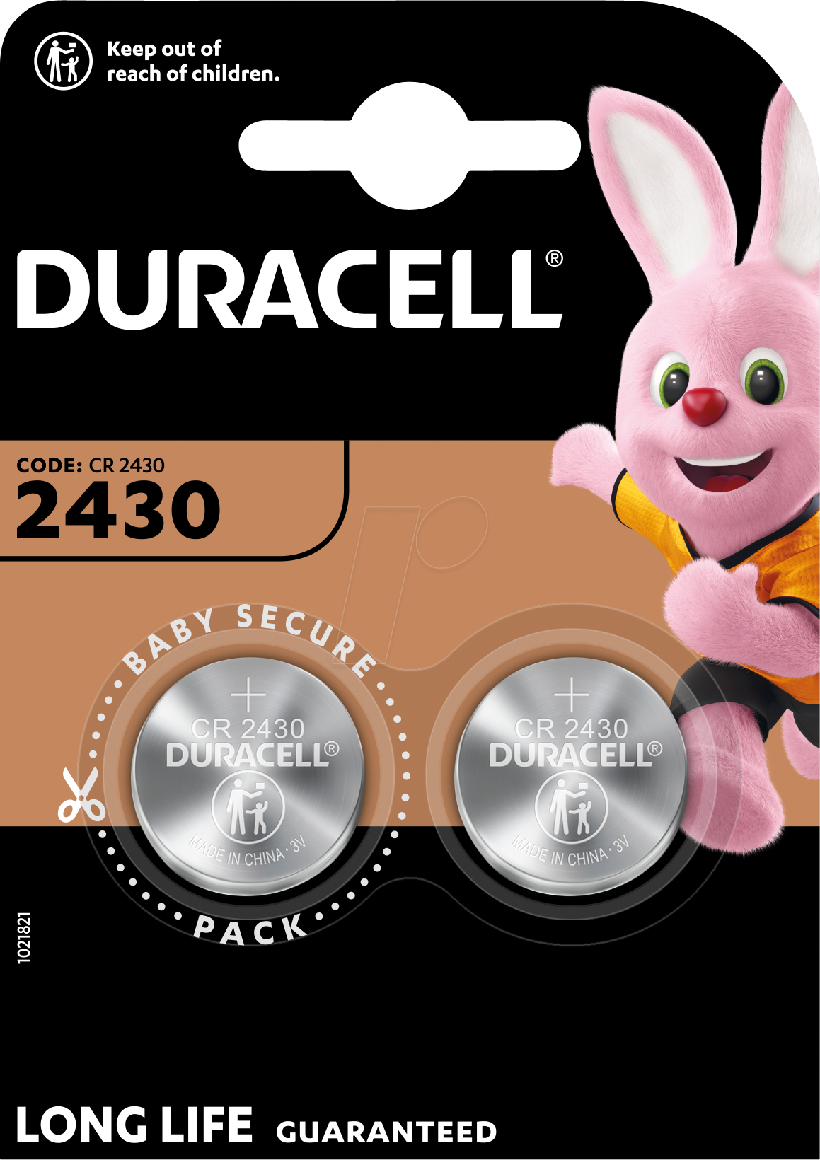 DURA CR2430 X2 - Lithium-Knopfzelle, CR2430, 3V, 24,5x3,0 mm, 2er-Pack von Duracell