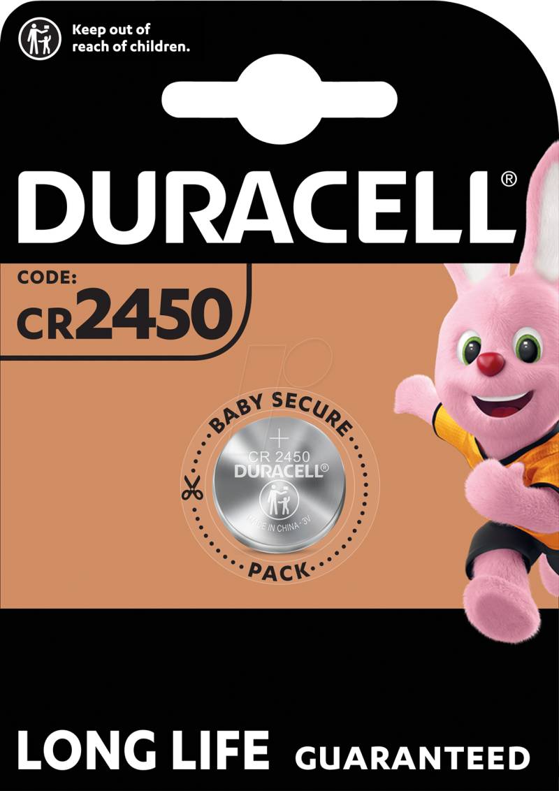 DURA CR2450 X1 - Lithium-Knopfzelle, CR2450, 3V, 24,5x3,0 mm, 1er-Pack von Duracell