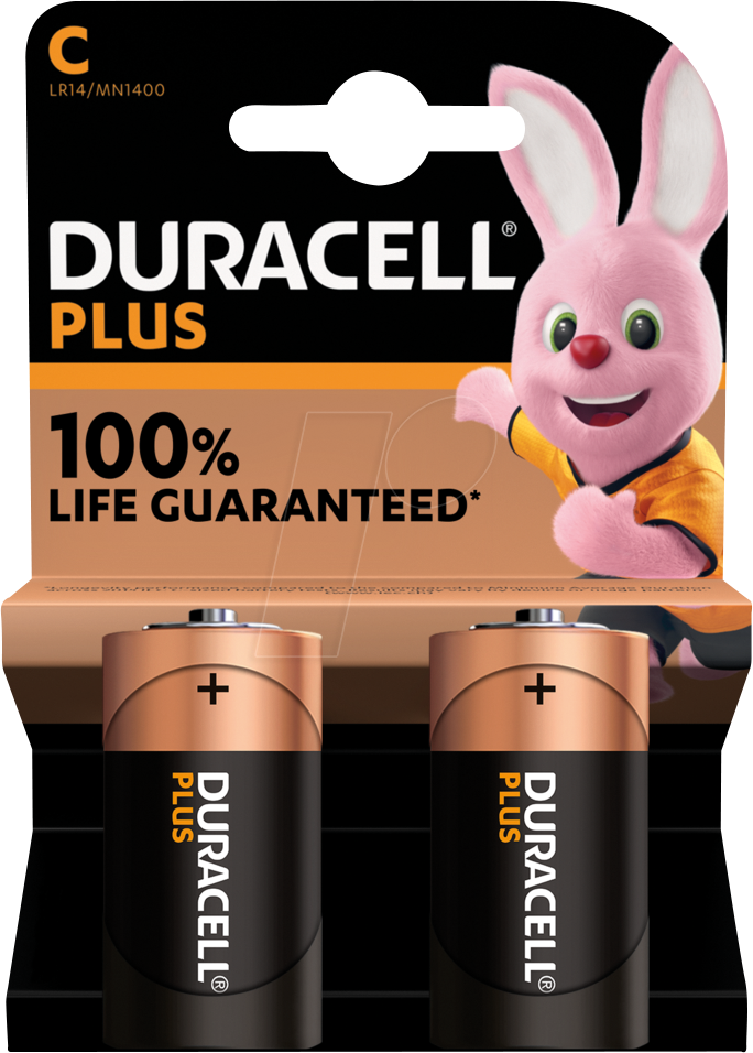 DURA PLUS C2 - Duracell Plus, Alkaline Batterie, C (Baby), 2er-Pack von Duracell