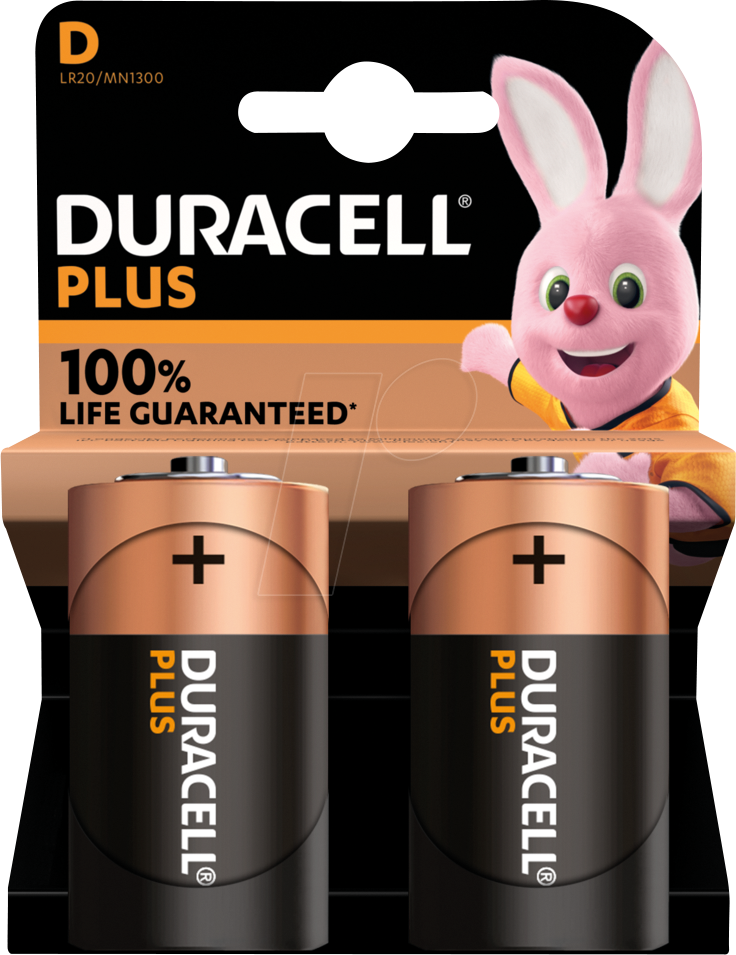 DURA PLUS D2 - Duracell Plus, Alkaline Batterie, D (Mono), 2er-Pack von Duracell