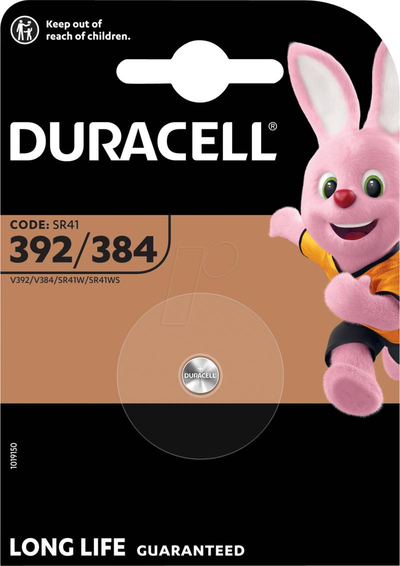 DURA SR411 - Silberoxid-Knopfzelle, 384/392, SR41, 1,5 V, 1er-Pack von Duracell