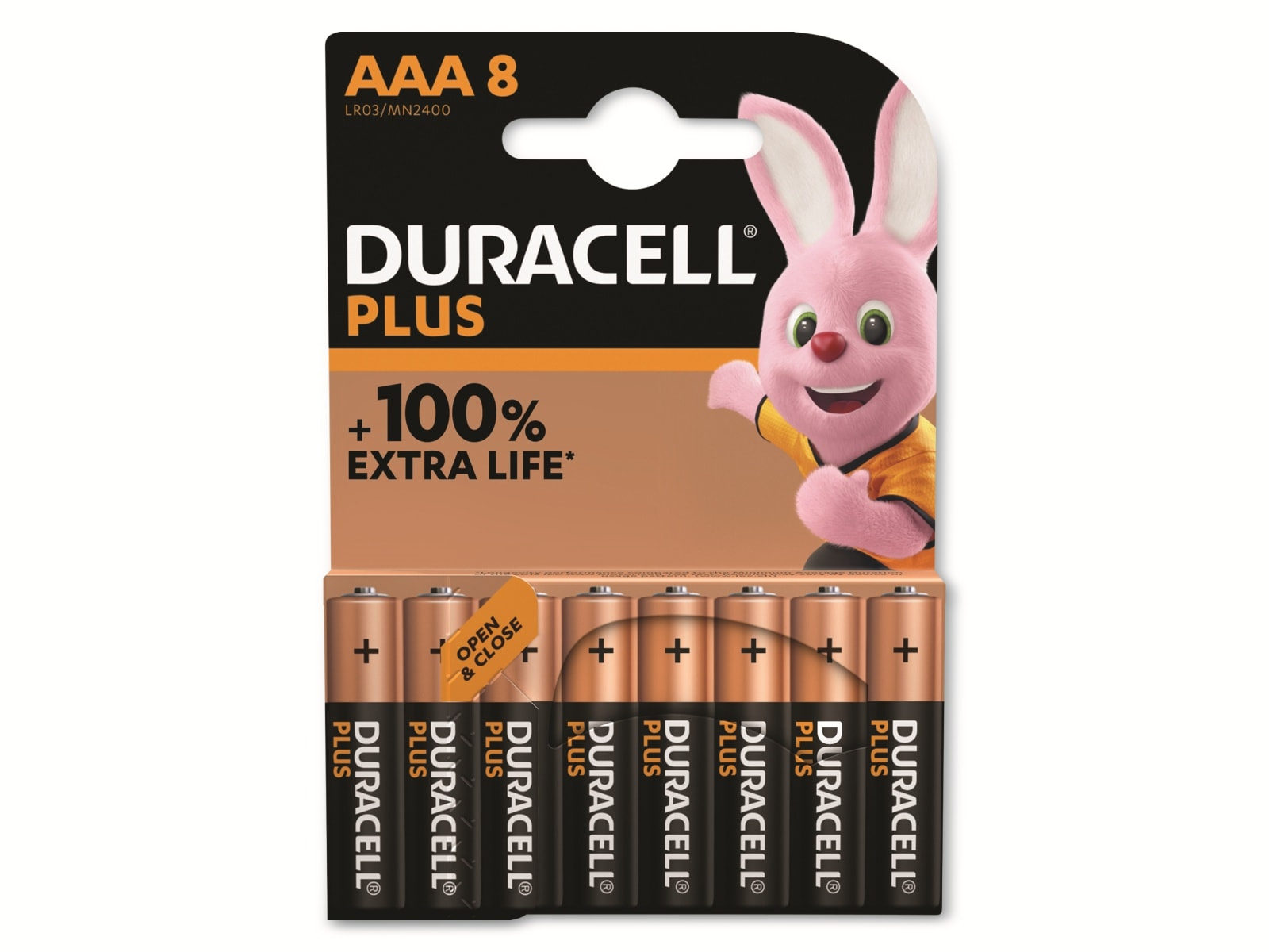 DURACELL Alkaline-Micro-Batterie LR03, 1.5V, Plus, 8 Stück von Duracell