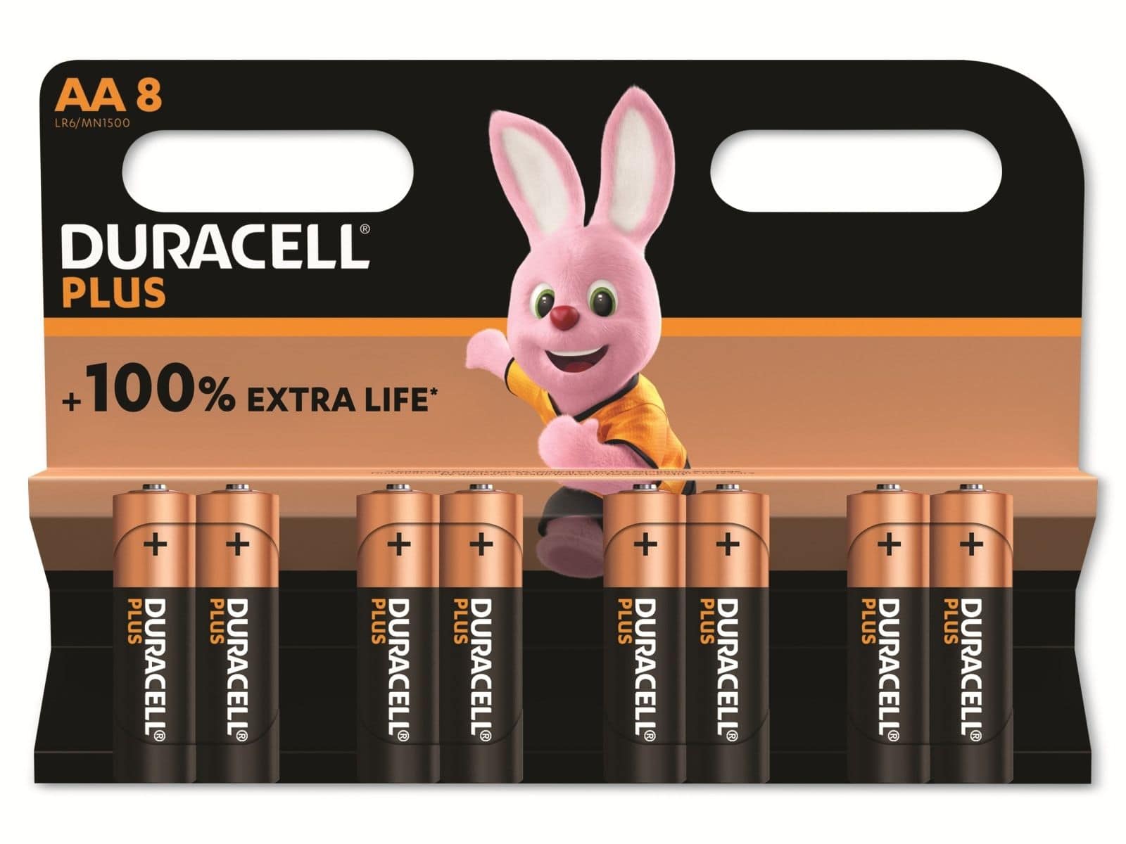 DURACELL Alkaline-Mignon-Batterie LR06, 1.5V, Plus, 8 Stück von Duracell