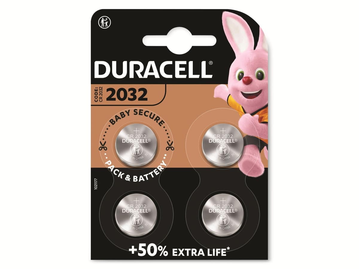 DURACELL Lithium-Knopfzelle CR2032, 3V, Electronics, 4 Stück DURACELL Lithium-Knopfzelle CR2032, 3V, Electronics, 4 Stück von Duracell