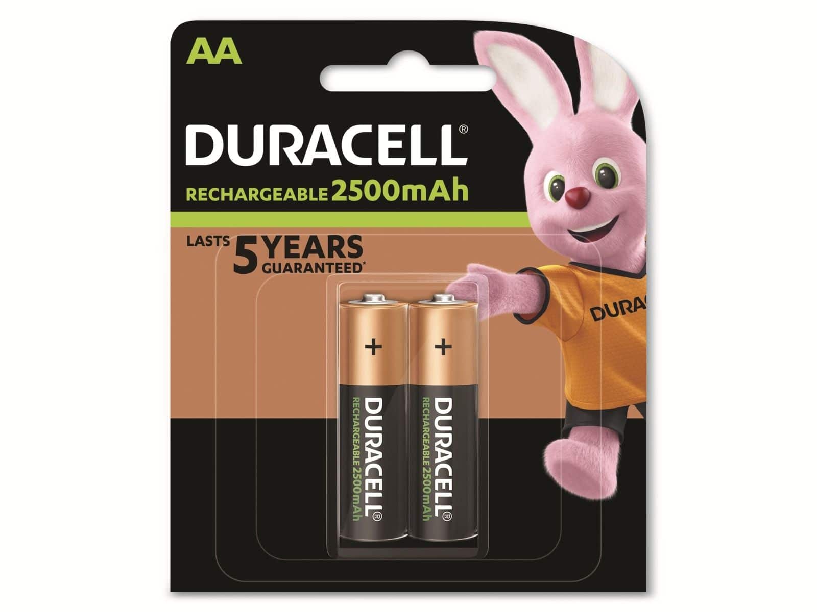 DURACELL NiMH-Mignon-Akku HR06, 1.2V/2500mAh, rechargeable, 2 Stück von Duracell