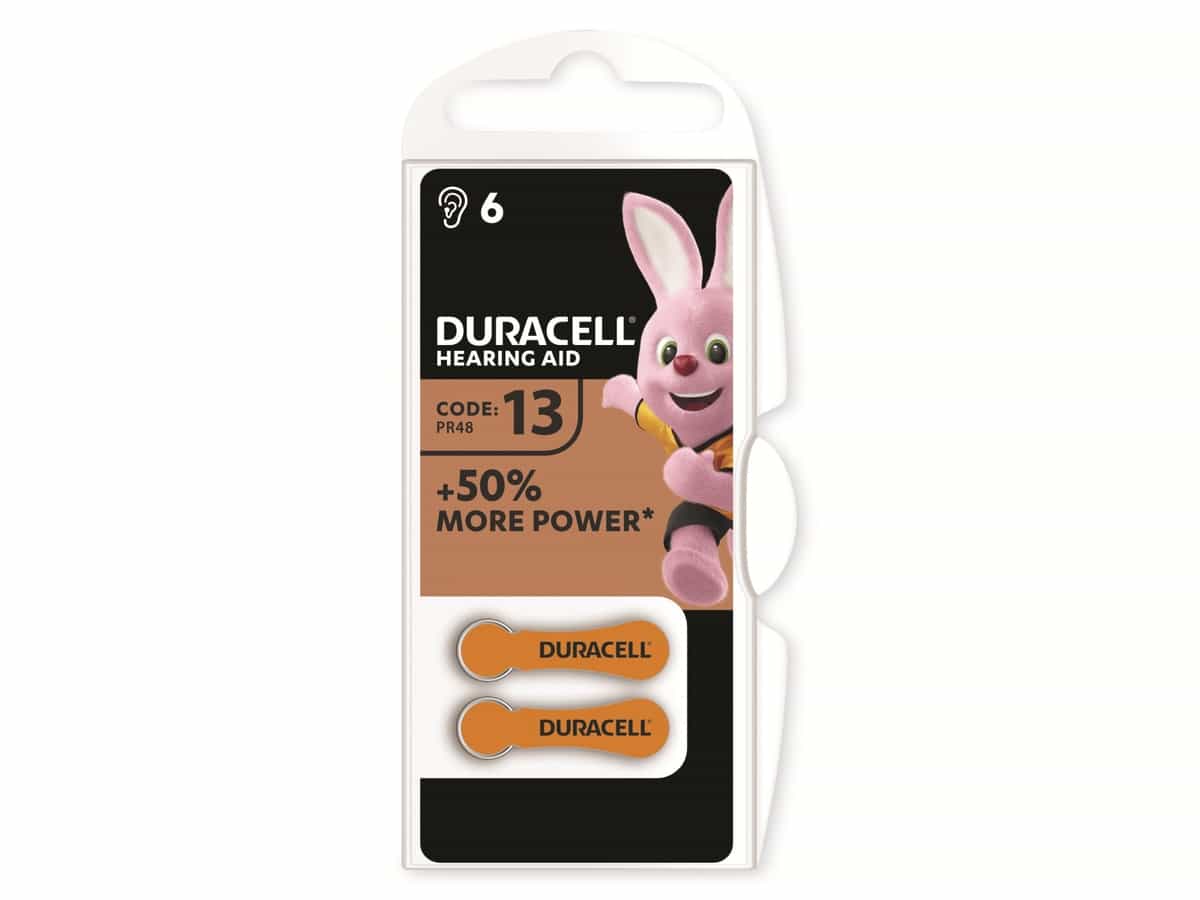 DURACELL Zinc Air-Knopfzelle Typ 13, 1.4V, Easy Tab, 6 Stück von Duracell