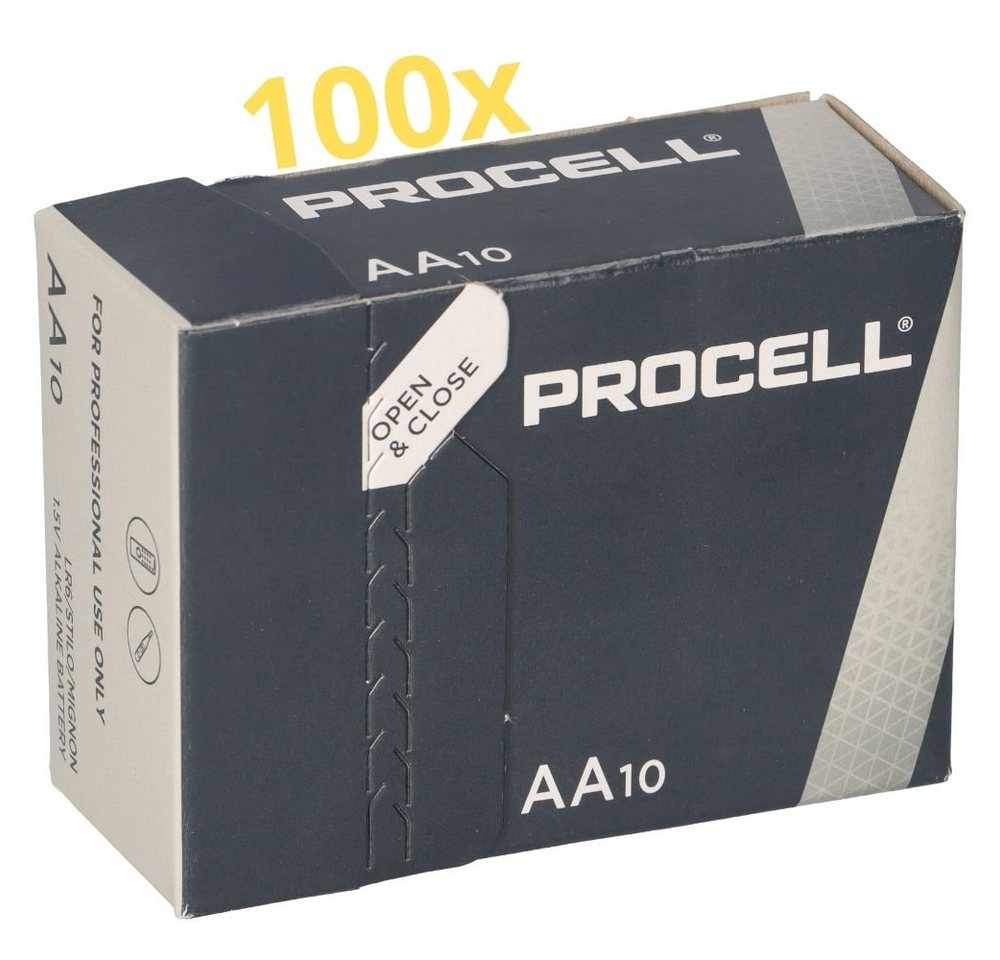 Duracell 100x Procell (ehemals Duracell) MN1500 100er Karton AA LR06 Mignon Batterie von Duracell