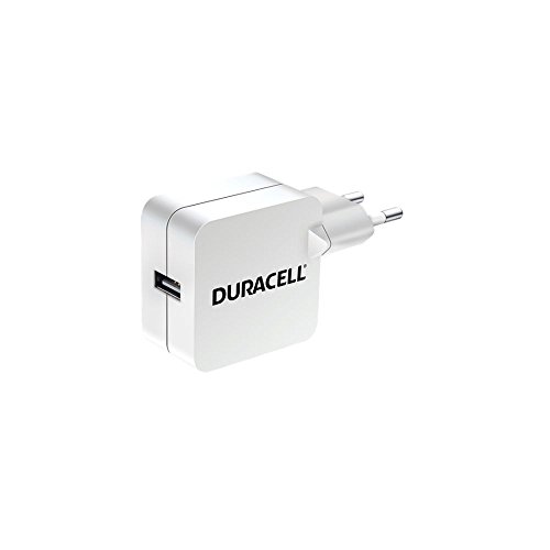 Duracell 2.4A USB-Ladegerät Netzladegerät kompatibel mit Smartphones, MP3-Playern, Tablets uvm. 2-Pin Netzstecker - Weiß von Duracell