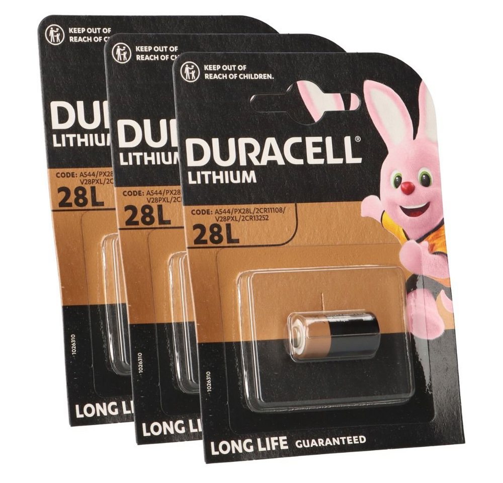 Duracell 3x Duracell Photobatterie PX28 Lithium 6V 150mAh (3x 1er Blister) Fotobatterie von Duracell