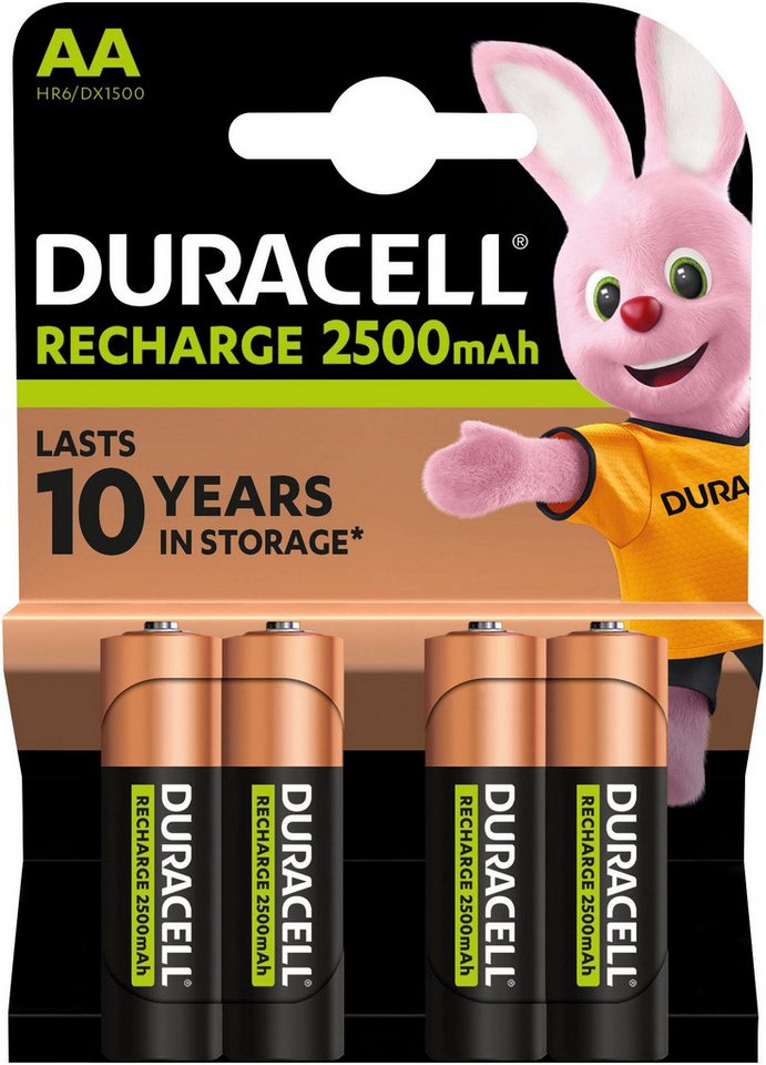 Duracell 4 Stck, Recharge Ultra AA 2500 mAh Batterie Akku von Duracell