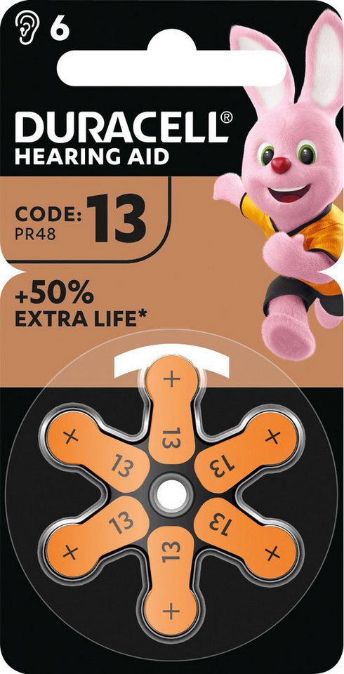 Duracell 6 Easytab Typ 13 / DA 13 Zink-Luft Hörgerätebatterien im 6er Blister Batterie Duracell 6 Easytab Typ 13 / DA 13 Zink-Luft Hörgerätebatterien im 6er Blister Batterie von Duracell