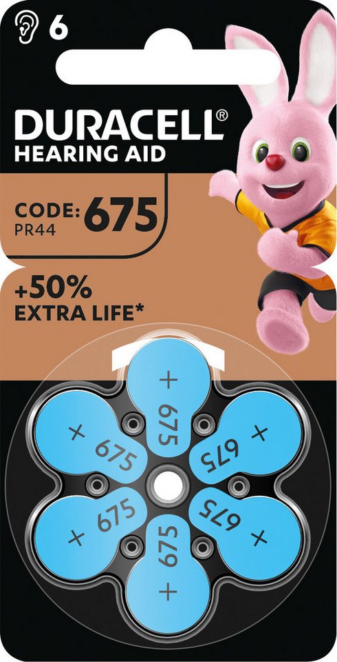 Duracell 6 Easytab Typ 675 / DA 675 Zink-Luft Hörgerätebatterien im 6er Blister Batterie Duracell 6 Easytab Typ 675 / DA 675 Zink-Luft Hörgerätebatterien im 6er Blister Batterie von Duracell