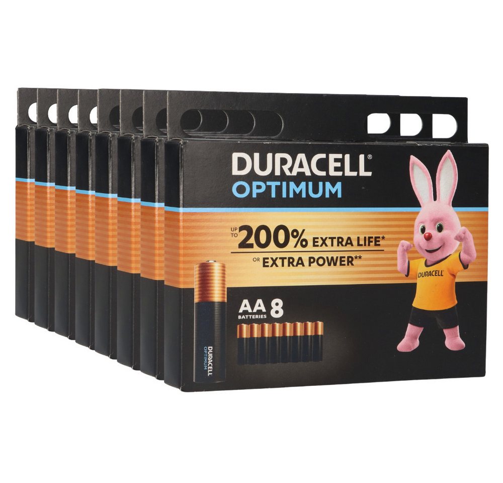 Duracell 64x Duracell MN1500 AA Mignon Batterie Optimum (8x 8er Blister) Batterie von Duracell