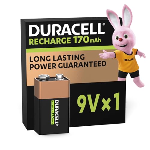 Duracell Akku 9V Blockbatterie, wiederaufladbare 9V Batterie, 1 Stück, langanhaltende Power, ideal für Rauchmelder, Feuermelder von Duracell