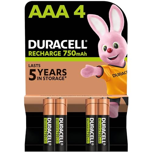 Duracell Akku AAA, wiederaufladbare Batterien AAA, 4 Stück, 1000 Aufladungen, langanhaltende Power, vorgeladen von Duracell