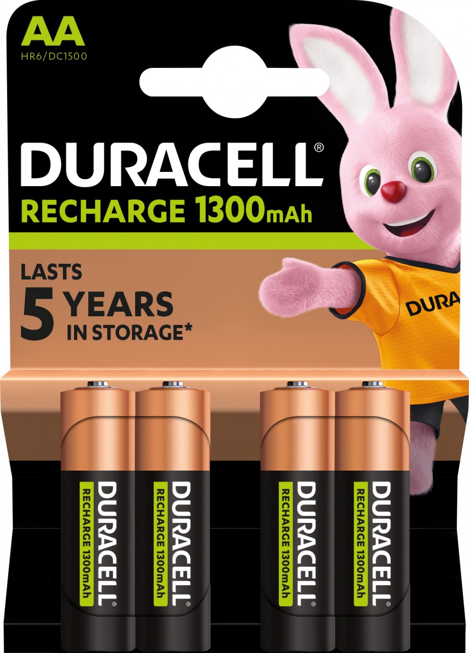 Duracell Akku NiMH, Mignon, AA, HR06, 1.2V/1300mAh Rechargeable, Pre-charged, Retail Blister (4-Pack) von Duracell