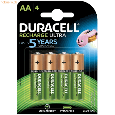 Duracell Akku Recharge Ultra AA Mignon 2.500 mAh 4 Stück von Duracell