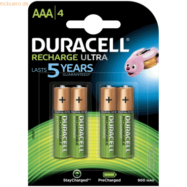 Duracell Akkus Recharge Ultra AAA 900mAh 1,2 Volt VE=4 Stück Duracell Akkus Recharge Ultra AAA 900mAh 1,2 Volt VE=4 Stück von Duracell