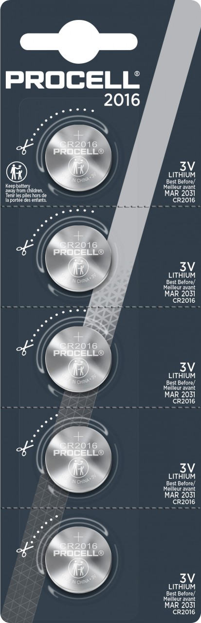 Duracell Batterie Lithium, Knopfzelle, CR2016, 3V Retail Blister (5-Pack) von Duracell