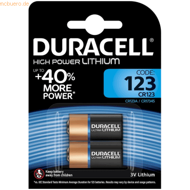 Duracell Batterie Ultra Photo CR123A 2 Stück von Duracell