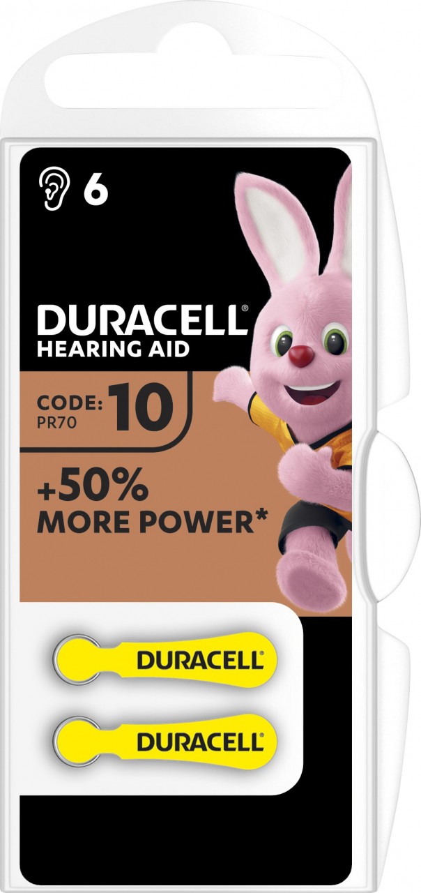 Duracell Batterie Zinc Air, 10, 1.4V Easy Tab, Retail Blister (6-Pack) von Duracell