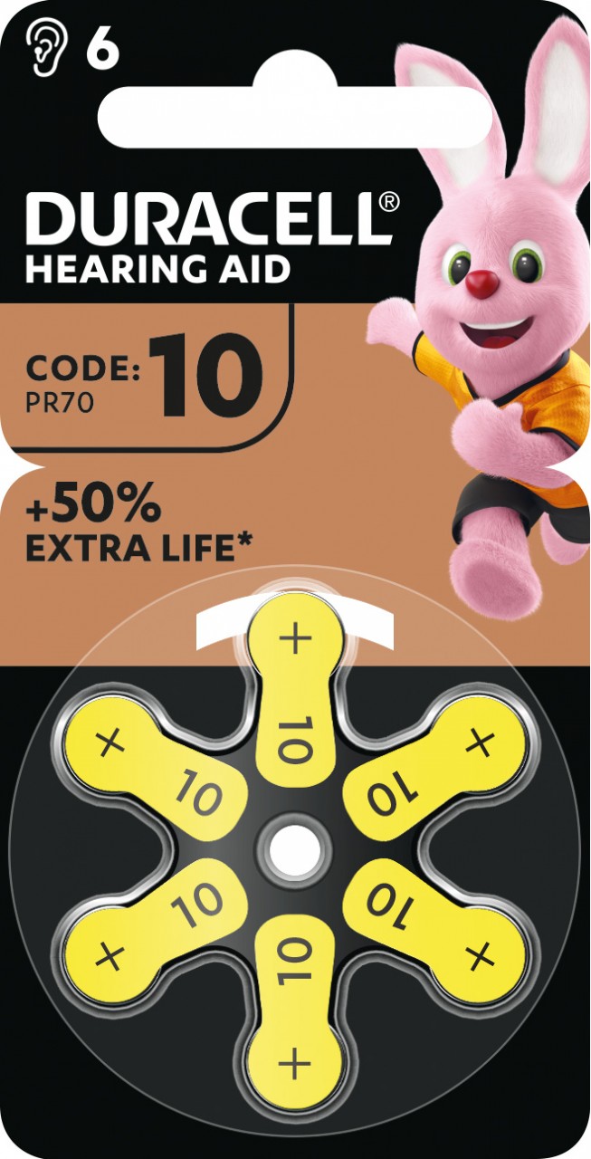 Duracell Batterie Zinc Air, 10, 1.4V Easy Tab, Retail Blister (6-Pack) von Duracell