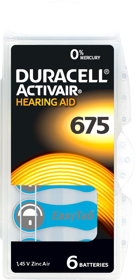 Duracell Batterie Zinc Air, 675, 1.45V Activair, Retail Blister (6-Pack) von Duracell