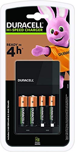 Duracell CEF14 4-Stunden-Ladegerät, mit wiederaufladbaren Batterien, AA+AAA ,weiß von Duracell