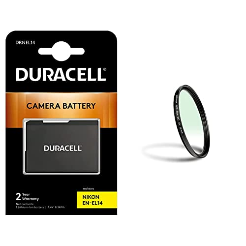 Duracell DRNEL14 Li-Ion Kamera Ersetzt Akku für EN-EL14 & Walimex Pro UV-Filter Slim MC 58 mm von Duracell