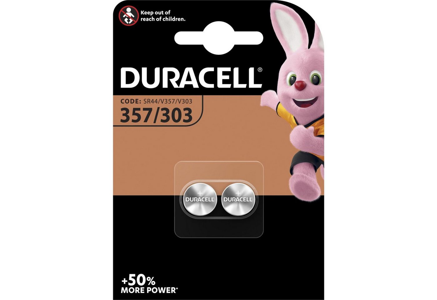 Duracell Duracell Electronics, Batterie, (2 Stück, 357/303) Batterie von Duracell