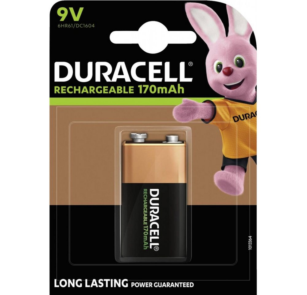 Duracell Duracell HR22/HR9 9V Ni-MH Akku 170 mAh Handy-Akku Duracell HR22/HR9 Accu 170 mAh (9 Volt V), 9 Volt Ni-MH Akku von Duracell