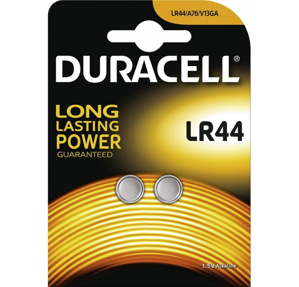 Duracell Duracell LR 44 Batterien 2er Blister Akku Duracell LR 44 Electronics 2er Blister (1.5 Volt V), Alkali Knopfzellen, 1.5 Volt Spannung von Duracell