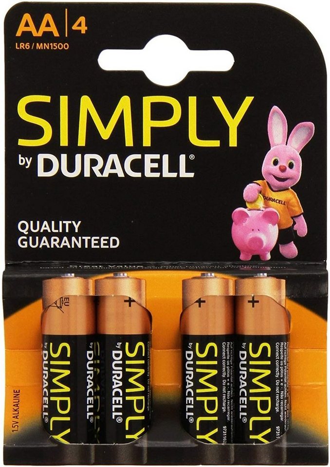 Duracell Duracell Simply AA 4 Pack Alkali 1.5 V Batterie von Duracell