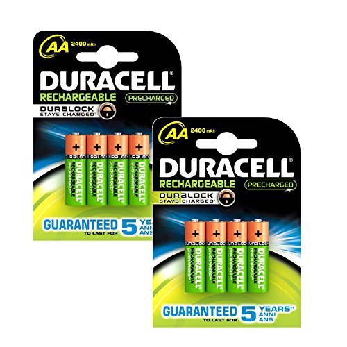 Duracell Duralock Akku PreCharged (AA, HR6, 1,2 Volt, 2400mAH) 8 Stück von Duracell