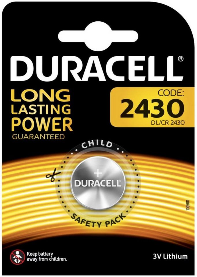 Duracell Knopfzelle Lithium CR2430 3V 280mAh Batterie von Duracell