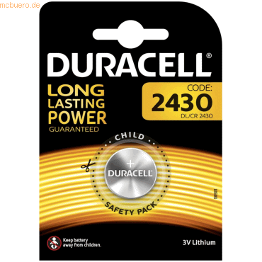 Duracell Knopfzelle Lithium CR2430 3V 280mAh von Duracell