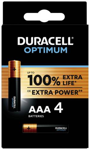 Duracell Optimum Micro (AAA)-Batterie Alkali-Mangan 1.5V 4St. von Duracell