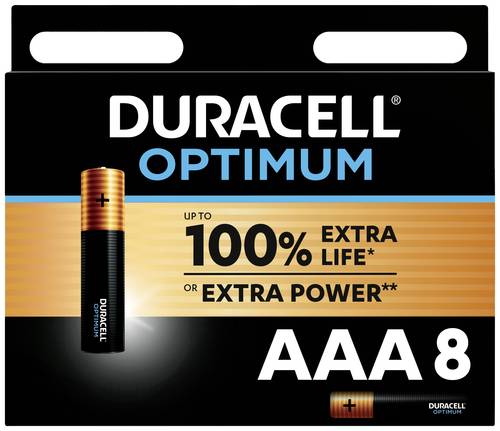 Duracell Optimum Micro (AAA)-Batterie Alkali-Mangan 1.5V 8St. von Duracell