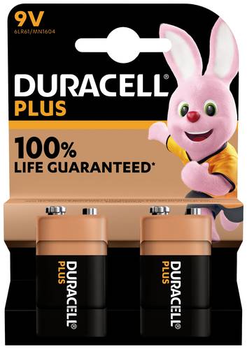 Duracell Plus-9V B2 9V Block-Batterie Alkali-Mangan 9V 2St. von Duracell