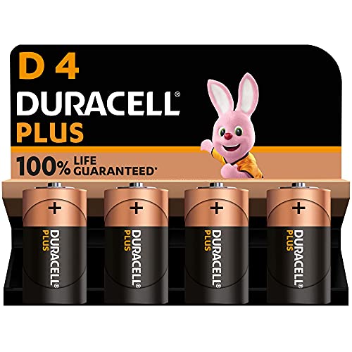 Duracell Plus D Batterien, LR20, 4 Stück, Alkaline Batterien D für Alltagsgeräte von Duracell