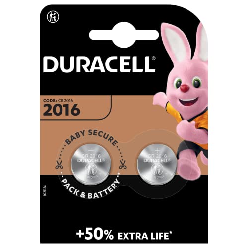 Duracell Specialty 2016 Lithium-Knopfzelle 3 V, 2er-Packung (CR2016 /DL2016) entwickelt für die Verwendung in Schlüsselanhängern, Waagen, Wearables und medizinischen Geräten. von Duracell