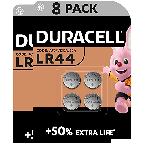 Duracell Specialty LR44 Alkali-Knopfzelle 1,5 V, 8er-Packung (76A/A76/V13GA) entwickelt für die Verwendung in Spielsachen, Taschenrechnern und Messgeräten [Amazon exklusiv] von Duracell
