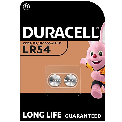 Duracell Spezialzellen LR54 Alkali-Knopfzelle 1,5 V (189 / 191 / V10GA / LR1130), entwickelt für die Verwendung in Spielsachen, Taschenrechnern und Messgeräten, 2er Pack von Duracell