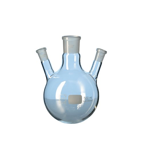 DURAN 24 188 43 Dreihals-Rundkolben, mit NS, Seitenhälse schräg, 500ml Inhalt, 24/29ns Mittelhals DURAN 24 188 43 Dreihals-Rundkolben, mit NS, Seitenhälse schräg, 500ml Inhalt, 24/29ns Mittelhals von Duran