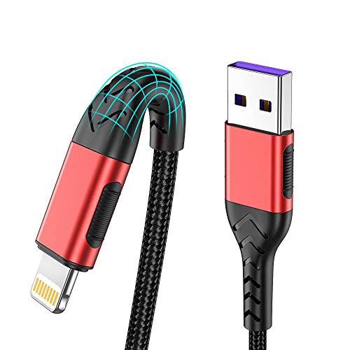 iPhone-Ladegerät, [Apple-MFi-zertifiziert] 3 Stück 3 m USB-A-Kabel für langes Ladekabel, schnelles iPhone-Ladekabel, kompatibel mit iPhone Xs Max/XS/XR/X/8/7/6S/6/Plus/SE/iPad (rot) von Durcord