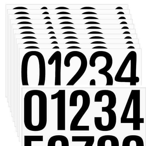 Durdiiy 5 Blätter Zahlen Aufkleber 4 Zoll Aufkleber Zahlen Selbstklebende Zahlen Aufkleber, wasserdicht, Vinyl, Aufkleber für Postfachnummern, Tür, Adresse, Auto (Schwarz) von Durdiiy