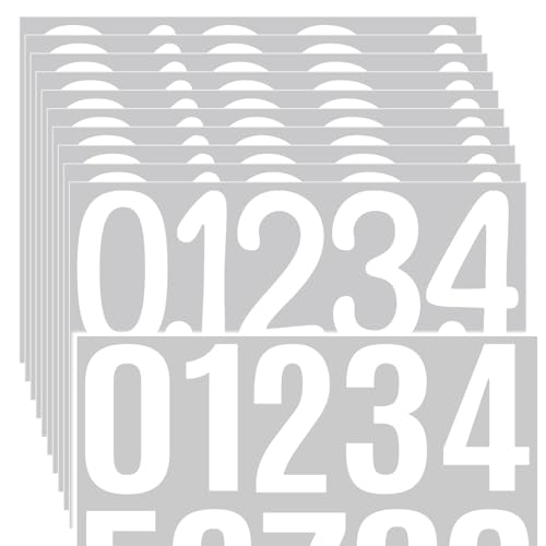 Durdiiy 5 Blätter Zahlen Aufkleber 4 Zoll Aufkleber Zahlen Selbstklebende Zahlen Aufkleber, wasserdicht, Vinyl, Aufkleber für Postfachnummern, Tür, Adresse, Auto (Weiß) von Durdiiy