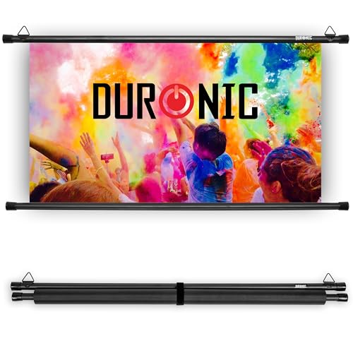 Duronic BPS70 16:9 Beamer Leinwand | 70 Zoll Projektor Leinwand | 16:9 Heimkino | Gain +1 Hängeleinwand für Wand- oder Deckenmontage | 4K UHD, 3D, Full HD 1080p | Kompakte Projektionsleinwand von Duronic