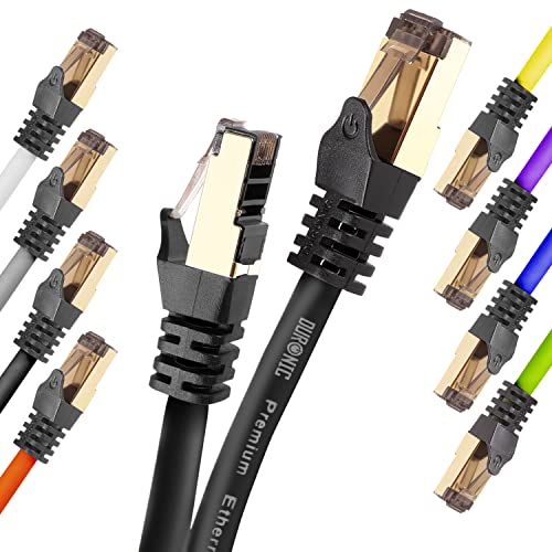 Duronic CAT8 BK 1 m Ethernet-Kabel | 40 Gbps Netzwerkabel | RJ45 Gigabit LAN Kabel Cat 8 | Patch Kabel 2000 MHz S/FTP Schirmung | TV Streaming Router Modem Switch Internetkabel 10 100 1000 Mbit von Duronic