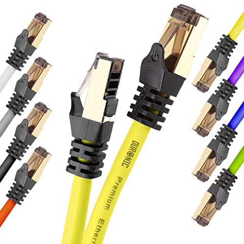 Duronic CAT8 YW 10 m Ethernet-Kabel | 40 Gbps Netzwerkabel | RJ45 Gigabit LAN Kabel Cat 8 | Patch Kabel 2000 MHz S/FTP Schirmung | TV Streaming Router Modem Switch Internetkabel 10 100 1000 Mbit von Duronic